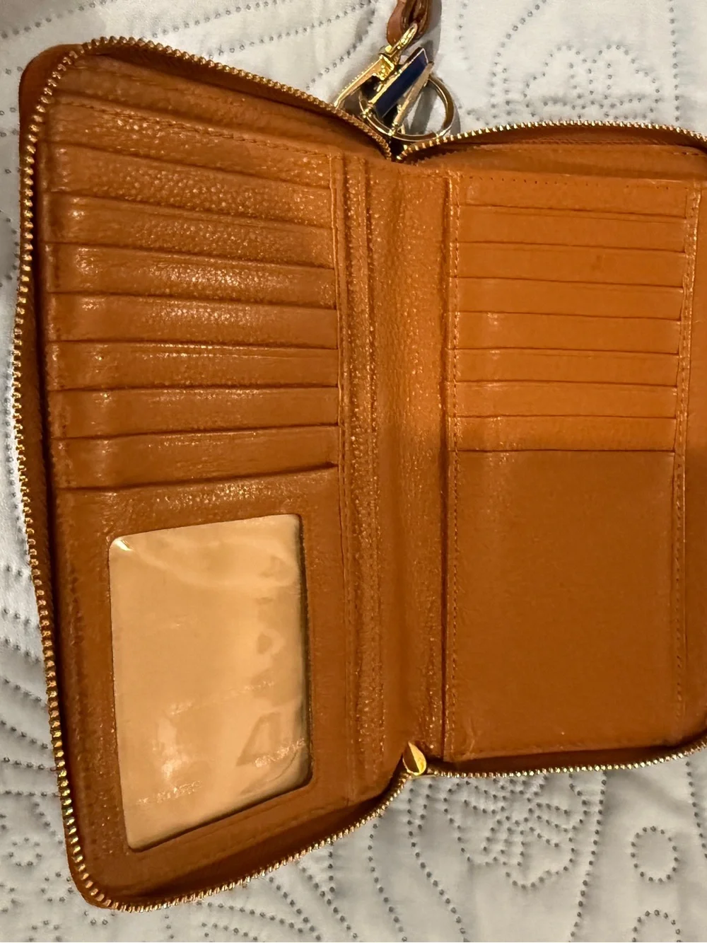 Michael Kors Tan Leather Zip-Around Wallet with Gold Hardware